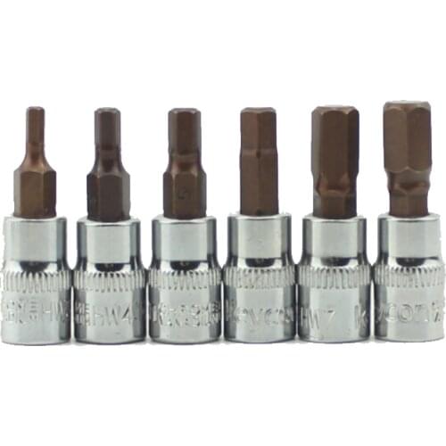 6pcs 1/4 Inch Drive Hex Bit Impact Sockets Set Allen Key Ratchet Drive Adapter Socket Wrench Car Hand Tools H3 H4 H5 H6 H7 H8