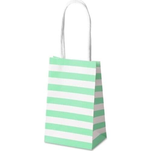 7.5x12x5cm HandBag Chocolate Cake Gift Package Small Candy Colored Striped White Kraft Paper Bag For Wedding Party