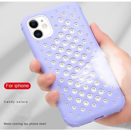Candy Color Breathable Mesh Heat Dissipation Phone Case For iPhone 12 Mini 11 Pro XS Max X XR 6 6S 7 8 Plus SE 2 Soft TPU Cover