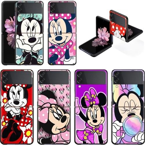 Disney Minnie Mouse Cute Shockproof Cover for Samsung Galaxy Z Flip Flip3 5G Black Phone Case Shell Hard Fundas Coque Capa