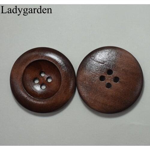 20PCS 35MM Wooden Buttons for Trousers Suit Coat Clothes Handmade Gift Box Wooden Button for Clothing Scrapbooking Sewing Crafts