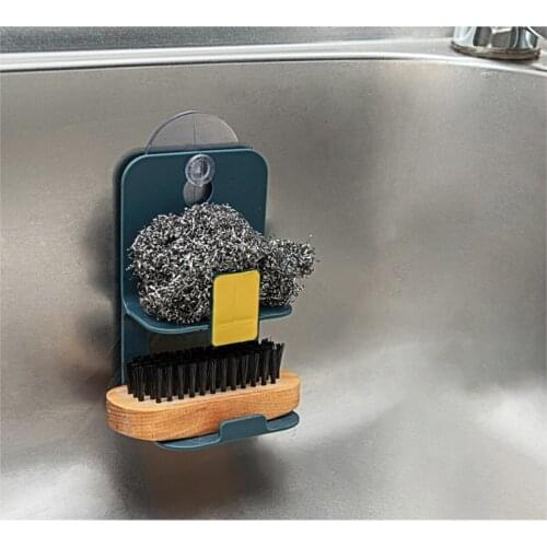 Double layer Suction Cup Sink Drain Rack Wall Sucker Sponge Storage Drying Holder Kitchen Sink Soap Stand Dish Cloth Organizer