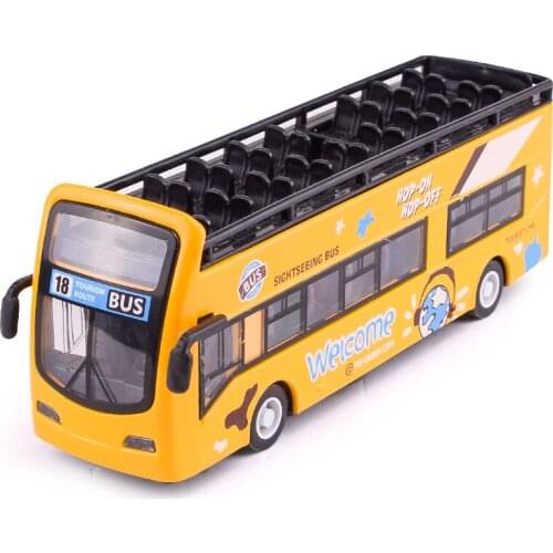1:32 Alloy Double Decker Bus Diecast Tour Bus Coach Car Model Pull-back Vehicles with Lights Music Effect Collectible Decoration