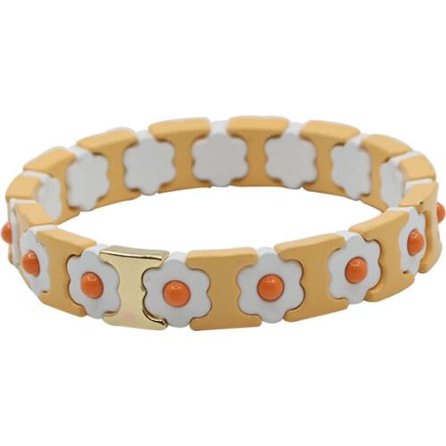 European and American Fashion Popular Enamel Flowers DIY Womens Bracelet Bohemian Macarons Color Matching Paint Female Bangle