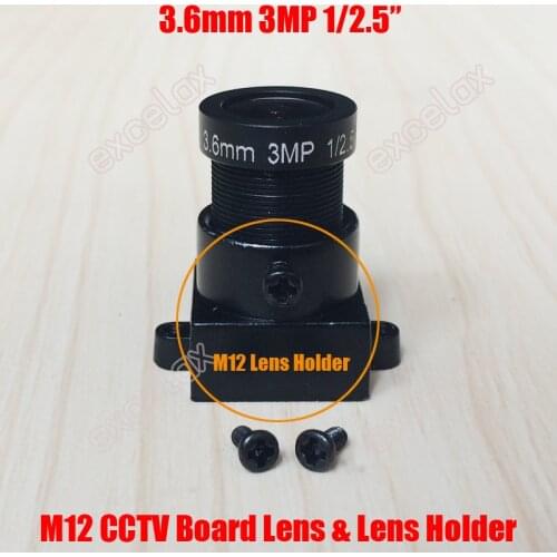 DIY 3MP 1/2.5" 3.6mm 90 Degrees Angle View CCTV Fixed IR Board Camera Lens M12 MTV Lens Mount Screws for Analog IP Camera Module