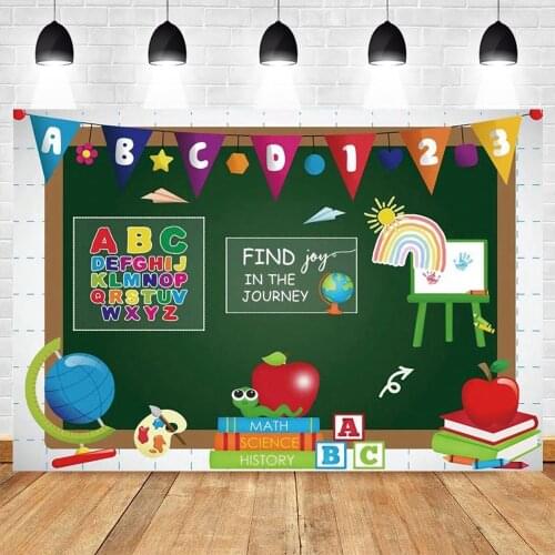 Welcome Back to School Backdrop Children Baby Student Blackboard Cartoon Photography Background Photocall Photozone Photophone