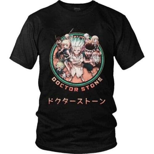 Anime Dr Stone T Shirts Men Short Sleeve Cotton T-shirt Manga Senku Ishigami Taiju Oki Suika Tee Streetwear Tshirt Gift