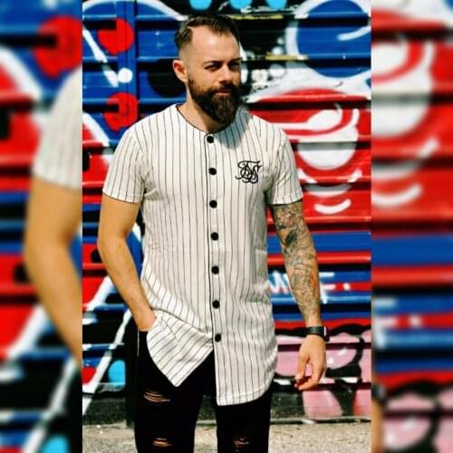 Summer fashion Mens Tees Fashion Streetwear Hip Hop sik silk baseball jersey striped shirt Men Clothes tyga Brand Clothing