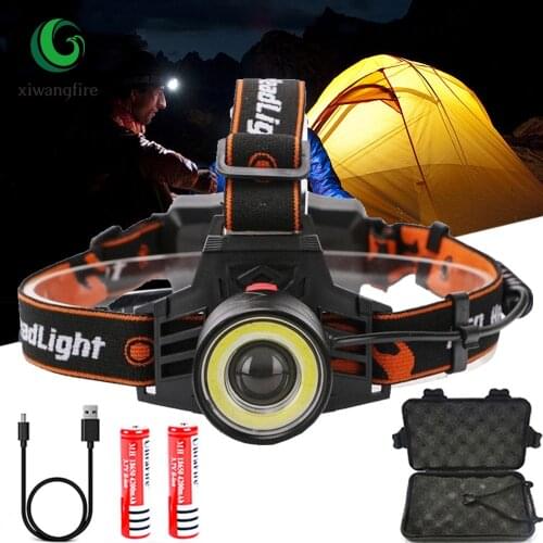 2 Led T6 COB head lamp car inspect light Led head lamp head flashlight USB rechargeable headlamp magnet work light head torch