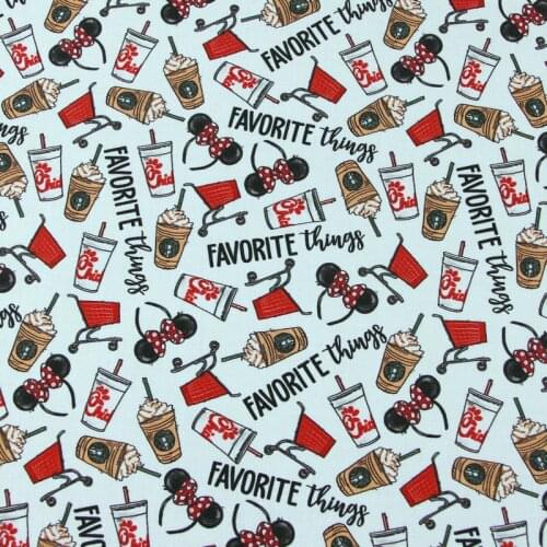 Cartoon Coffee Drinks Cotton Fabric for Girl Clothes Bedding Set Hometextile Curtain Cushion Cover DIY Needlework Material