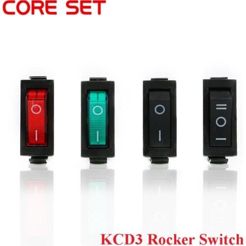 5pcs KCD3 Rocker Switch ON-OFF 2 Position 3 Pin Electrical equipment With Light Power Switch 16A 250VAC/ 20A 125VAC