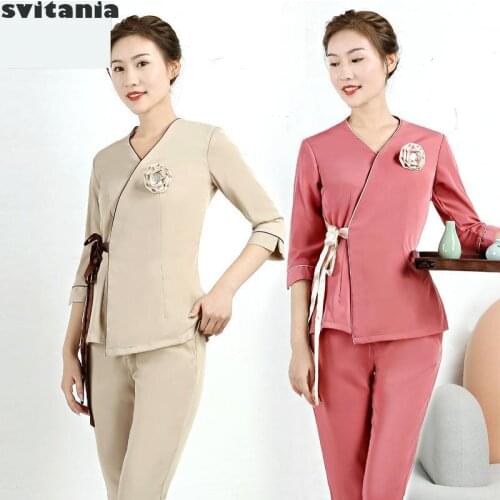 New Beauticians Work Clothes Set Womens Autumn Beauty Salon Work Clothes Uniforme Massagista