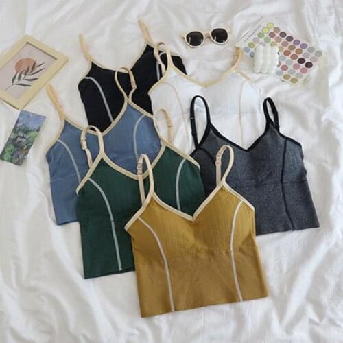 Sexy Crop Tops for Women Summer Spaghetti Streetwear Sleeveless Camis Seamless Sports Lingerie Tee Bras Female Bandeau Tank Top