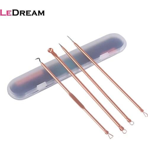 4PCS/Set Acne Blackhead Comedone Pimple Remover Needles Extractor Tools Kit Set Spoon Face Skin Care Needles Facial Pore Cleaner