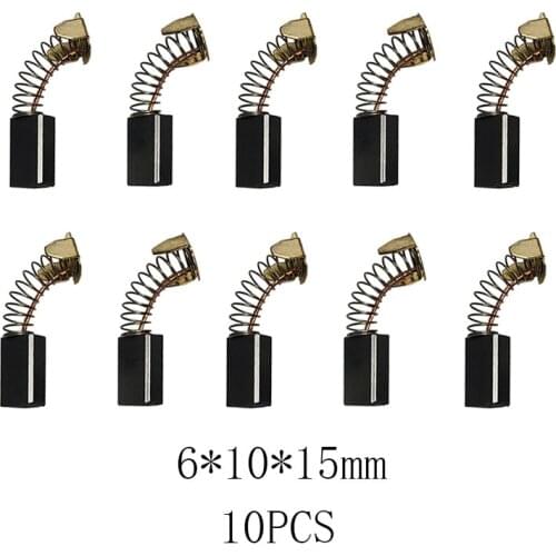 10Pcs 6×10×15mm Graphite Copper Motor Carbon Brushes Set Tight Wire for Electric Hammer/Drill Angle Grindern