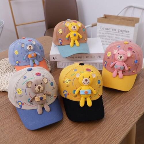 NEW Children Kids Cap Cartoon Bear Baseball Caps Boys Girls Beach Outdoor Play Baby Sunshade Casual Hat In Spring Summer