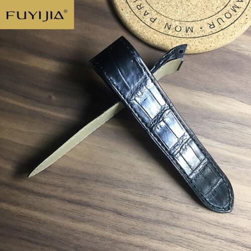 New FUYIJIA SANTOS DE Watchbands Handmade Crocodile Leather Belt Custom 20MM 23MM Genuine Alligator Strap Top Brand Watch Band