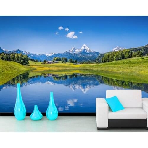 Papel de parede summer landscape alpine lake in the Alps nature 3d wallpaper,living room bedroom wall papers home decor mural