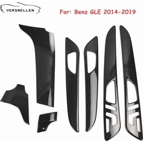 For Mercedes benz GLE 2014 2015 2016 2017 2018 2019 Carbon Fiber Door Panels Trim Dashboard Cover 7pcs Interior Parts Decoration