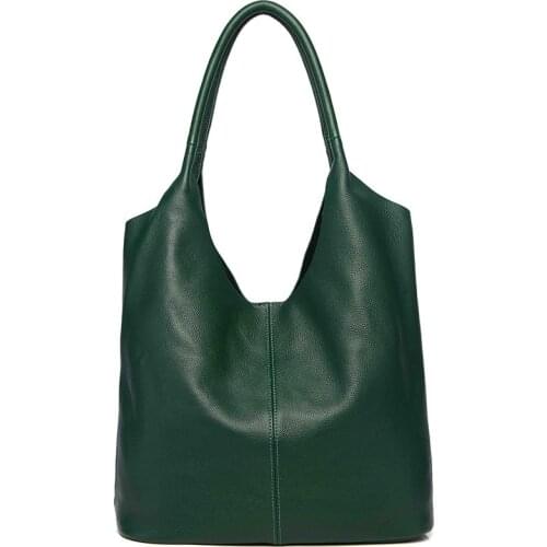 Casual Women Leather Totes Bag Large Female Shoulder Bag Luxury Brand Designer Soft Real Nature Leather Women Handbag Purse