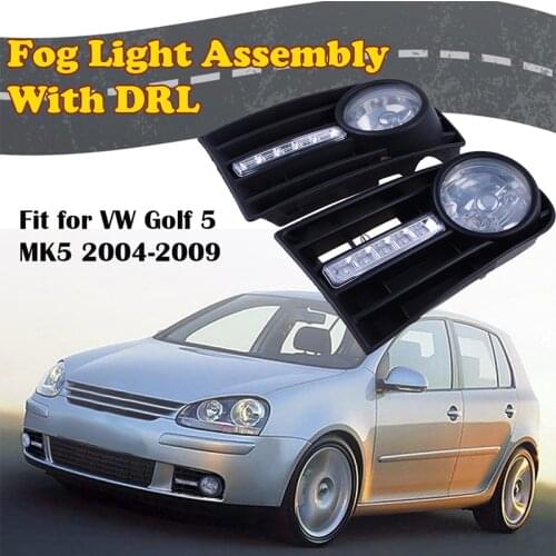 Fog Lights Assembly Front Bumper Lower Grille Day Running Lamp Fit for VW Golf MK5 2004-2009,Car Accessories