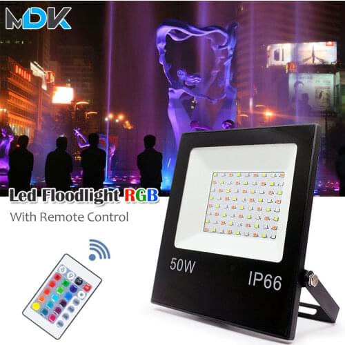 RGB Led Floodlight IP66 50W 30W 10W SMD 2835 Floodlit Lamp Reflector with Remote Control Outdoor Street Lighting Color Spotlight