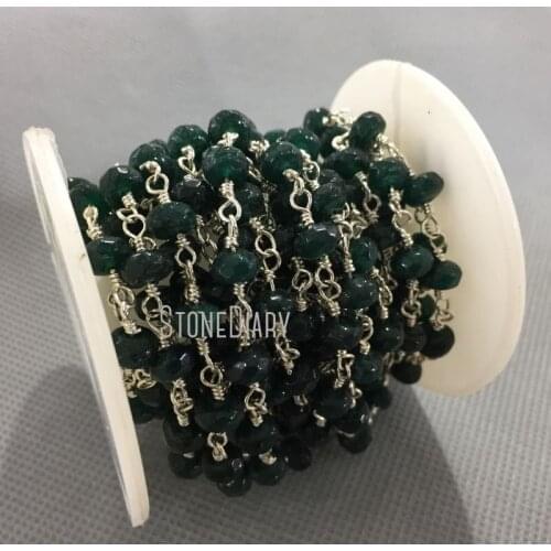 4x6mm Sliver Plated Faceted Rondelle Beads Jades Chain Rosary RC5002