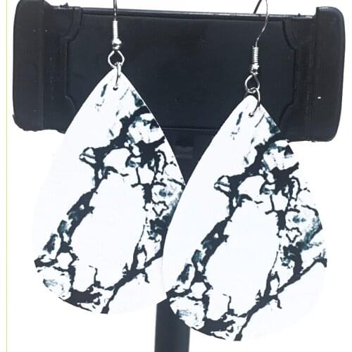 Marble Earrings Wholesale Faux leather Teardrop Earrings Pu Earrings Wholesale We Are Now In Stock