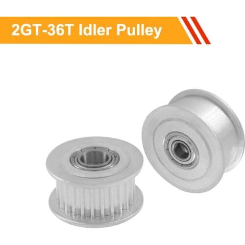 2GT 36T Idler Pulley with/without Teeth 7mm/11mm Belt Width Tooth Belt Pulley 3/4/5/6mm Bore Idler Bearing Motor Pulley