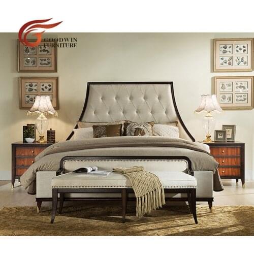 Modern king queen bed soft back bed liriodendron wood frame and soft fabric Современная кровать короля и королевы WA395