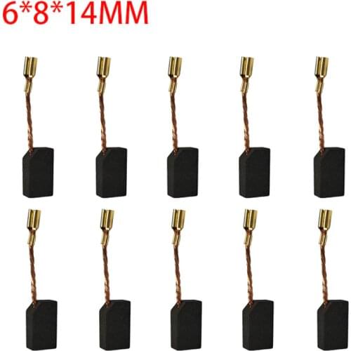 10 Pcs 6*8*14mm Power Tool Carbon Brushes Electric Hammer Angle Grinder Graphite Brush Replacement Motor Carbon Brushes
