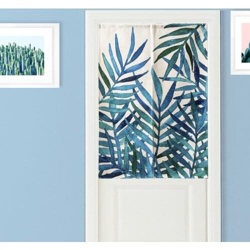 Watercolor Blue Red Plants Door Curtain Linen Tapestry Study Bedroom Home Decor Kitchen Curtains Customizable/85x120cm/85x90cm