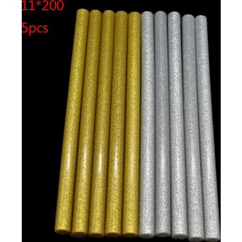 Gold or Sliver 11mm*200mm Hot Melt Glue Sticks For Glue Gun Craft Phone Case Album Repair Accessories Adhesive 11mm Sticks 5Pc