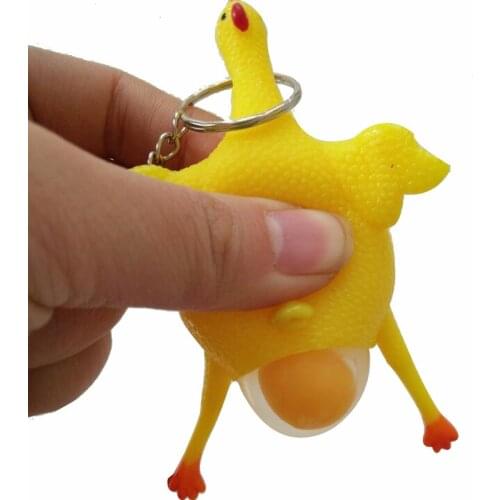 1-5Pc Hens Laying Egg Toy Kid Funny Keychain Chicken Pendant Birthday Party Favor Halloween Vent Jokes Gags Pranks Trick Gadgets
