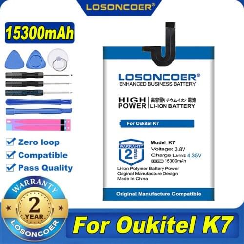 100% Original LOSONCOER 15300mAh K7 Battery For Oukitel K7 Mobile Phone Battery