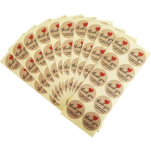 100pcs/pack Round Natural Kraft Handmade Stickers scrapbooking for package adhesive thank you sticker seal labels stationery