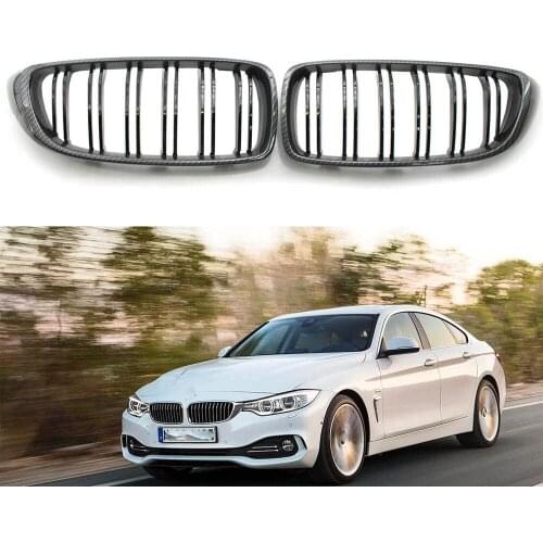 2* Front Carbon Fiber Style Double Slat Grille For BMW F32 F33 Cabriolet Coupe