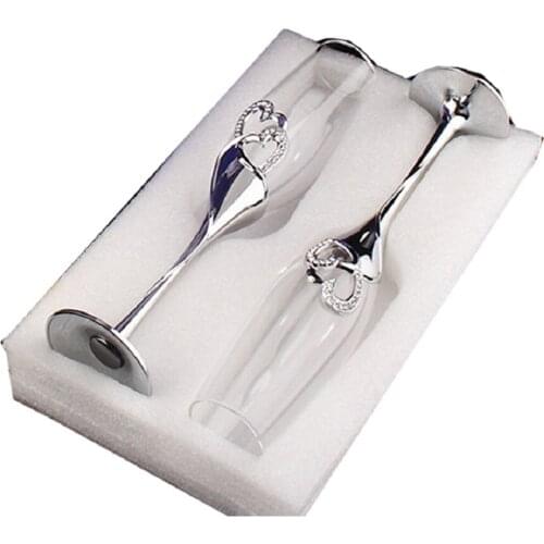 2pcs creative personality wine set champagne glass crystal diamond high foot red wine cup pair of suit family gift box high grad