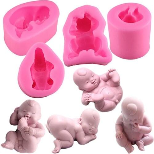 Mujiang 3D Baby Silicone Mold Soap Candle Polymer Clay Molds Fondant Chocolate Candy Mould Cake Decorating Pastry Baking Tools
