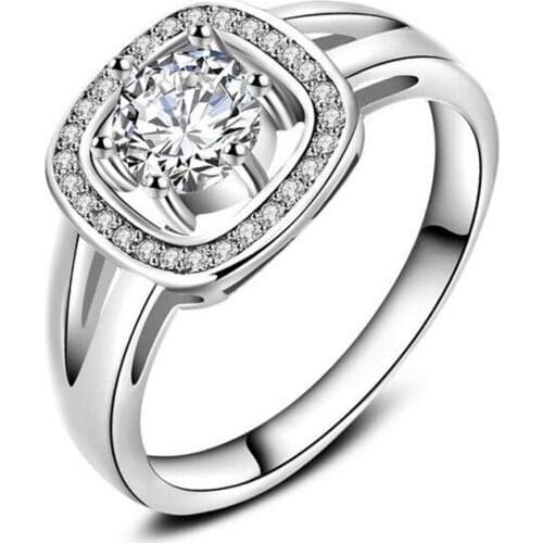 925 Silver colorRings Crystal Compatible With European Fit Original Wedding Brand Ring Jewelry Christmas Gift #171