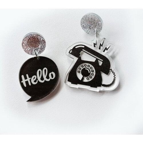 Acrylic Creative Telephone Retro Asymmetrical Earrings