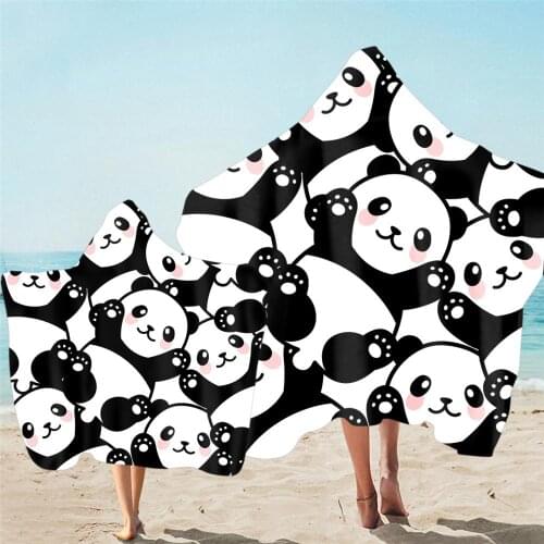 Free shipping Novelty Gift Cute Panda Cat Dog Bull Terrier Hooded Towel For Sports Gym Spa Surfing Swim Bath Beach
