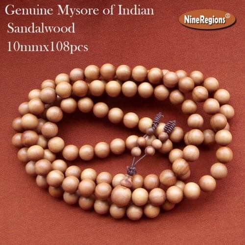 10mmx108pcs Buddhist Rosary beads bracelet women Necklace wood bangle Genuine natural sandalwood Mysore of India Strong milk aro