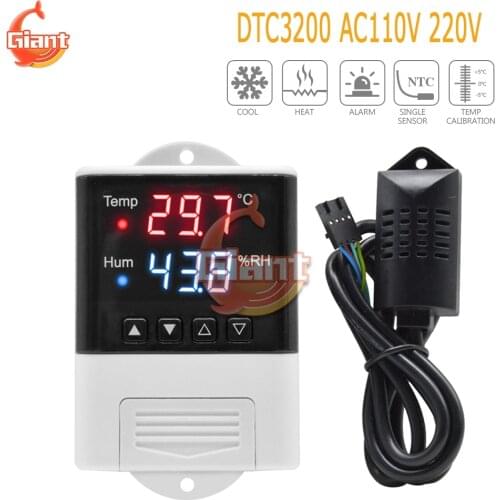 DTC3200 AC110V 220V Temperature Humidity Controller Heating Cooling Thermostat Humidistat Digital Microcomputer Thermoregulator