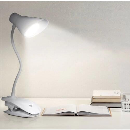 Clip-on Desk Light USB Rechargeable 7LED Night Reading Light with 3 Levels Brightness Desk Lamp 5500K-6000K