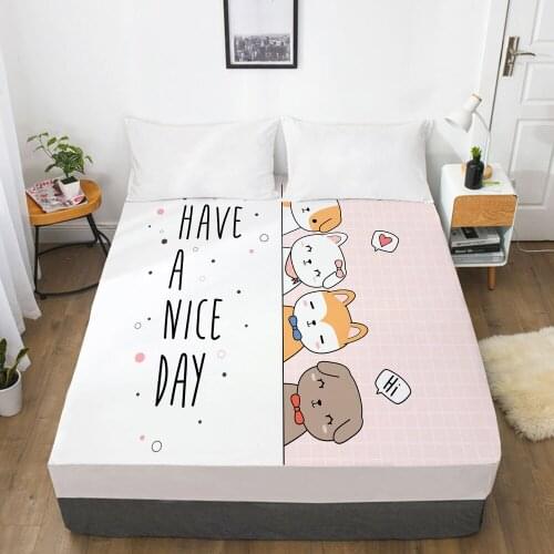 Children Elastic fitted sheet bed sheet With An Elastic Band Bedding For Kids baby child Mattress Cover Bed cover Pink dog