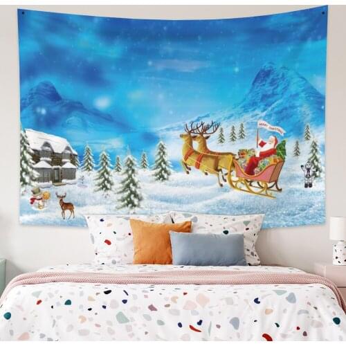 Blue Snow Scene Tapestry Vintage Exotic Summer Plant Nature Frame for Bedroom Photography Wall Decor