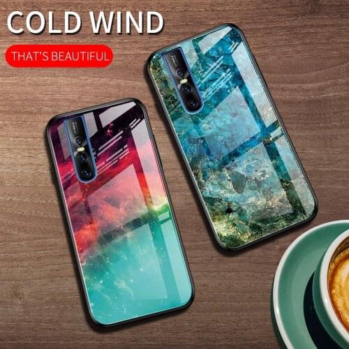 For VIVO Z5X Case Luxury Marble Grain Gradient Hard Tempered Glass Protective Back Cover Case for vivo v15 pro v15pro shell