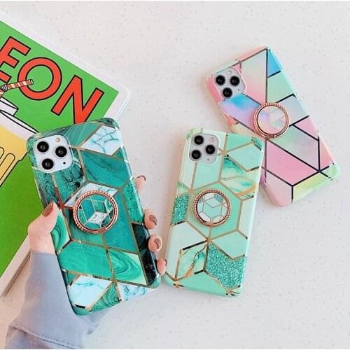 Geometric Marble Case for Huawei P30 P20 Pro Lite Case Silicon Luxury Soft Cover for Huawei Mate 20 30 Pro Lite Case Ring Holder