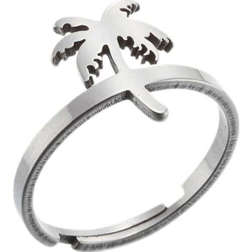 Hot Lucky Flower Tree Ring Punk Chic Stylish Gold Stainless Steel Banana Tree Ring Woman Party Wedding Jewelry 2020 New кольца